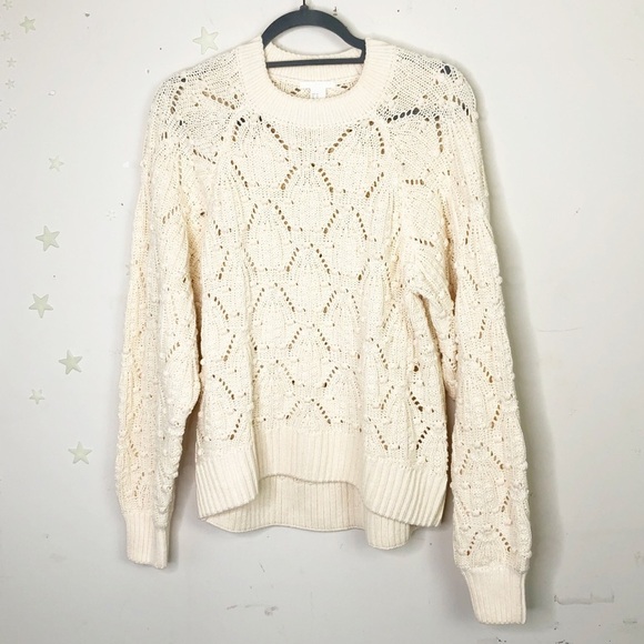 H & M  cream cotton swis dot open knit sweater - Picture 7 of 10